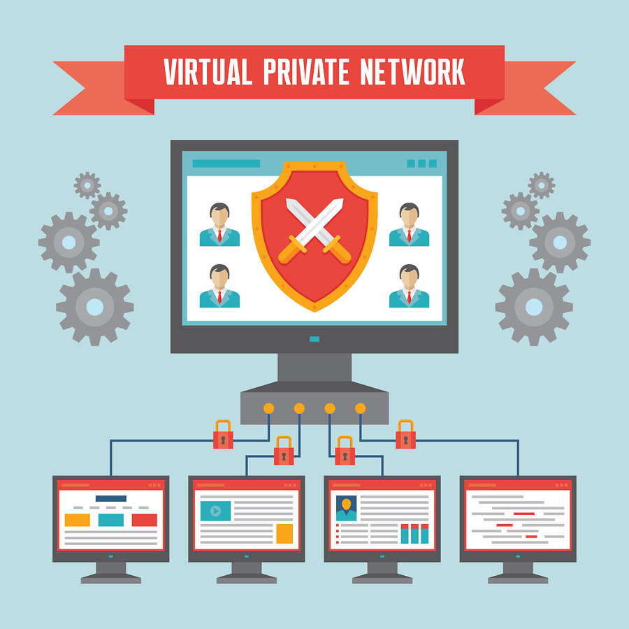 VPN (Virtual Private Network) - Illustration Concept in Flat Des